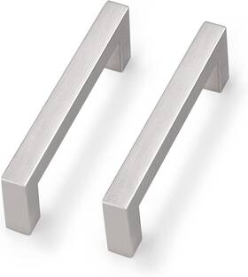 Probrico 711181801484 5 Pack Square Kitchen Cabinet Pulls 3-3/4 Inch Hole Centers Stainless Steel