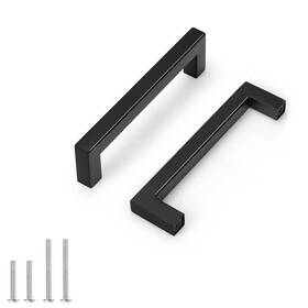 Probrico 713965226308 5 Pack Square Black Kitchen Cabinet Pulls Stainless Steel 5inch Hole Centers