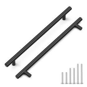 Probrico 718399718931 5 Pack Hole Centers 10inch Matte Black Kitchen Cabinet Pulls Stainless Steel