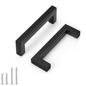 Probrico 941154040150 5 Pack Black Cabinet Pulls Stainless Steel 4inch Handles Square Corne