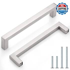 B01h35dtts Probrico 10-pack Square Cabinet Handles Brushed Nickel 6-1/4 Inch Hole Centers
