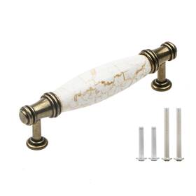 Pxyelec 744430900430 Set Of 4 Marble Ceramic Handle Antique Cabinet Door Pull Modern Euro Style Fu