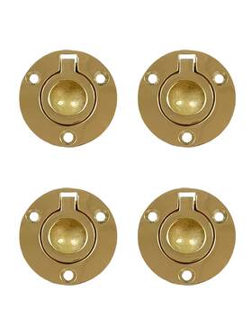 B083hrkzpv Qcaa Solid Brass Flush Ring Pull Round 1-1/2 Inch Polished 4 Pack
