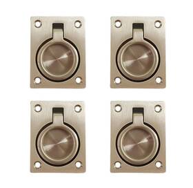 B08dr33nfn Qcaa Flush Ring Pull 2-1/2 Inch X1-7/8 Satin Nickel 4 Pack Cabinet/drawer