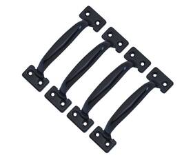 P03-002 Qcaa Door Pull 6-1/2 Inch Steel Black Coated 4 Pack Made In Taiwan