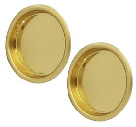 P30-002 Qcaa Solid Brass Finger Pull 2-1/8 Inch Polish Made In Taiwan 2 Pack