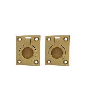 P38-002 Qcaa Solid Brass Flush Ring Pull 36.5 X45 Mm Polished Us3 Made In Ta