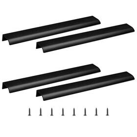 Qjaiune 779640670408 Black Back Mount Finger Edge Pull 300mm/11.8 Inch Aluminum Hidden Handle Conceale