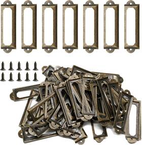 Gb1070624 Qjaiune 50pc Metal Label Holders File Cabinet Frames With Screws Antique Bronze