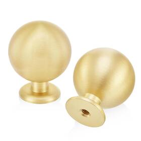 Qogrisun 717373665711 5-pack Solid Brass Cabinet Knobs Round Ball Gold For Dresser Drawer 1