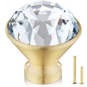 B08yrllrrq Qogrisun 10-pack Brass Crystal Cabinet Knobsglass Gold Drawer Knobs1-1/4-inch