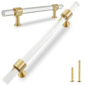 B0ch8b8cjm Qogrisun 5-pack Acrylic Cabinet Pulls With Brass Base Gold Modern Drawer Handle