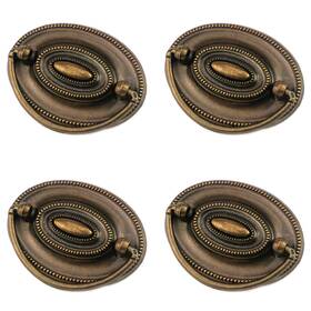 Quluxe 770343810634 4 Pcs Furniture Dresser Pull Antique Brass Bail Drawer Oval Drop Swing