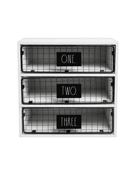 Rae Dunn 802299300775 Desktop Organizer White 3 Drawer Mail Stationary And Letter Holder