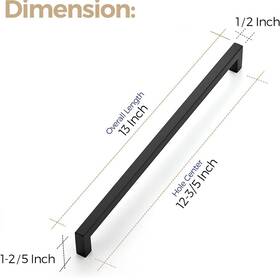 Ravinte 313052552572 18 Pack 12-3/5 Inch Center Kitchen Square Cabinet Handles Matte Black 13 L