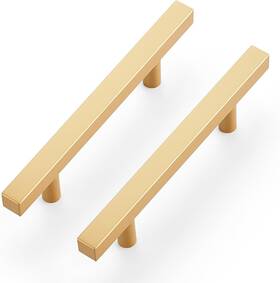 Ravinte 711181106800 20 Pack Brass 3 Inch Hole Center Champagne Gold Handles Square Cabinet H