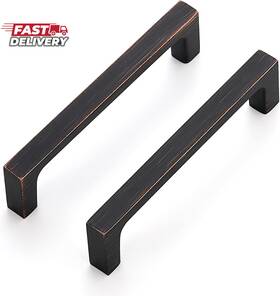 Ravinte 711181559149 10 Pack Solid 3-3/4 Inch Square Cabinet Handles - Oil-rubbed Bronze Pull
