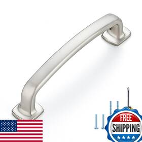 B0c19znx41 Ravinte 10-pack 3-3/4 Inch Brushed Nickel Cabinet Handles Flat Square Curved