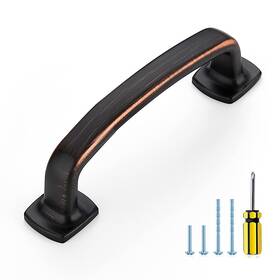 B0c1ysgvfw Ravinte 10-pack 3 Inch Oil Rubbed Bronze Cabinet Handles Square Curved Drawer Pulls