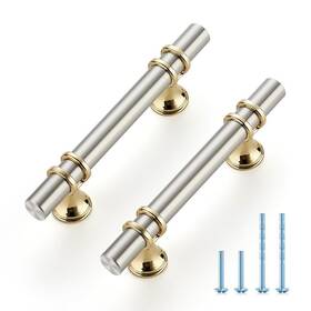 B0cmj5g5dx Ravinte Hardware 20-pack 5 Inch Brushed Nickel And Gold Cabinet Pulls Handles Kitchen