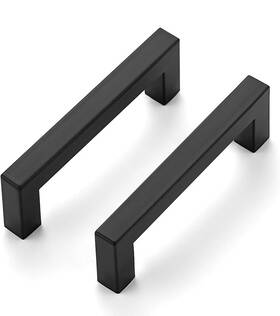 Jfx96hs5 Ravinte 5 Pack 3-3/4 Inch Square Cabinet Handles - Matte Black Drawer Pulls Kitchen