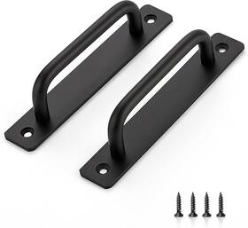 Ocn148dkbshs2 Ravinte Barn Door Handles 2 Pack 5 Inch Hole Center Black Zinc Alloy Pulls For Sliding Doors