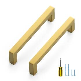 Ocnfxlsd128js3 Ravinte 3 Pcs Gold Cabinet Pulls 5 Inch Brushed Brass Kitchen Handles Square