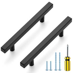 Ocnyjfxlsd102162hs10 Ravinte Cabinet Handles 10 Pack - 4 Inch Hole Center Matte Black Square Pulls Kitche