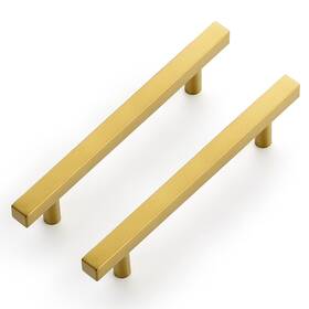 Ocnyjfxlsd115179js10 Ravinte 10 Pack Gold Cabinet Handles 4-1/2 Inch Brushed Brass Square Pulls Go