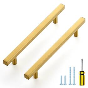 Ocnyjfxlsd160224js25 Ravinte 25 Pack Gold Cabinet Handles 63/8 Inch Brushed Brass Square P
