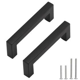 Redunest 765074676888 Cabinet Pulls Matte Black Handles Square Drawer 10 Pack 3-3/4 I