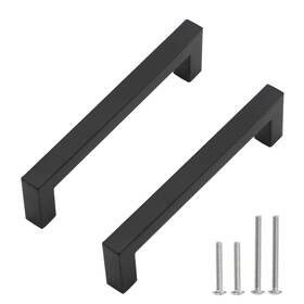 Redunest 765074693359 Cabinet Pulls Matte Black Handles Square Drawer 10 Pack 6-1/4