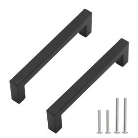 Redunest 770773445321 Cabinet Pulls Matte Black Handles Square Drawer 5 Pack 6-1/4 I