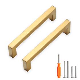 Redunest 770773446748 Gold Square Cabinet Pulls 10 Pack 5 Inch Stainless Steel Drawer Handles