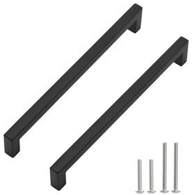 Redunest 798056373147 Cabinet Pulls Matte Black Handles Square Drawer 2 Pack 10 Inch