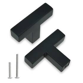 Redunest 798056373758 2 Pack Matte Black Square T Handle Cabinet Pulls 1.9 In