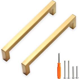 Redunest 798056374052 Cabinet Pulls Gold Handles Square Drawer 10 Pack 6-1/4 Inch Sta