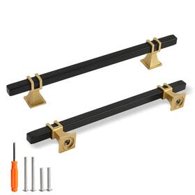 B0cjf97rns Redunest 10-pack 6-1/4 Inch Matte Black And Gold Cabinet Pulls Handles