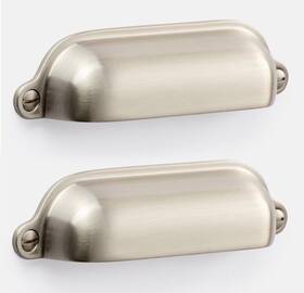 C100197 Rejuvenation Set 2 New Vernon 4 Inch Bin Pulls Brushed Nickel Cup/handle