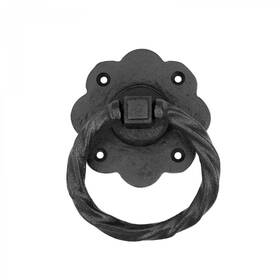 Renovators Supply Manufacturing 096962361303 Cabinet Pulls 3 5/8 Inch Black Wrought Iron Ring Drawer With Mounting Ha