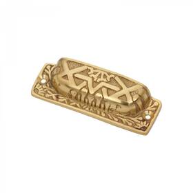 Renovators Supply Manufacturing 096962384579 Antique Brass Drawer Knobs Cup Bin Pulls 3.7 Inch W X 1.2 H Colonial Azteca Styl