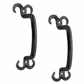 25647 Renovators Supply Manufacturing 2 Pk Black Wrought Iron Cabinet Handle 4.5 Inch Horn Tip Rustic Pull