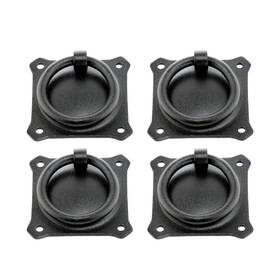 25749 Renovators Supply Manufacturing Cabinet Pulls 2 5/8 Inch Black Wrought Iron Ring Drawer With Mounting Ha