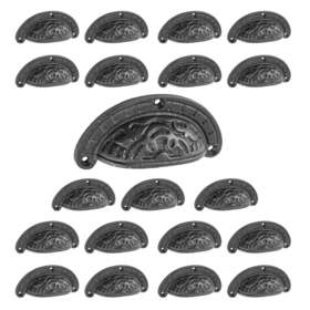 45682 Renovators Supply Manufacturing Black Cup Bin Pulls Cabinet Iron Hardware 3 7/8 Inch X 2 H Pack Of 20