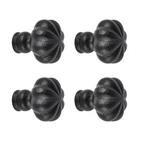 45851 Renovators Supply Manufacturing Cabinet Hardware Knob Black Wrought Iron Floral Mission Design 1.5 Di. Set Of 4