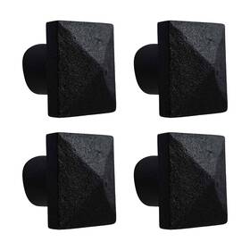 Renovators Supply Manufacturing 671839619154 Black Square Wrought Iron Cabinet Knob Pull Decorative Rust Resistant Powder