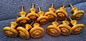 Renovators Supply Manufacturing 87728 12 Cabinet Or Dresser Knobs/pulls Bright Solid Brass Spooled 1 Inch Dia. With Screws