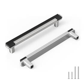 B0dsfrsrmh Rergy 10pk 5 Inch Brushed Nickel Cabinet Pulls Drawer Handles Black/silver
