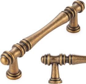 Ruisi 744759114600 Koofizo 10 Pack 3-3/4 Inch Antique Brass Cabinet Pulls Vintage Han