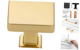 Hu-xi-201 Ruisi Square Top And Base Cabinet Knob - Pull 1 10pcs Brushed Gold Modern